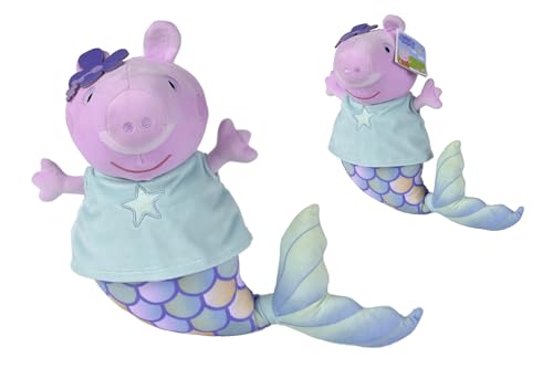 Simba 109261014 - Peppa Pig Plüsch Meerjungfrau, mit bunt bedruckter Flosse, 30cm, Für Kinder ab den ersten Lebensmonaten von Simba