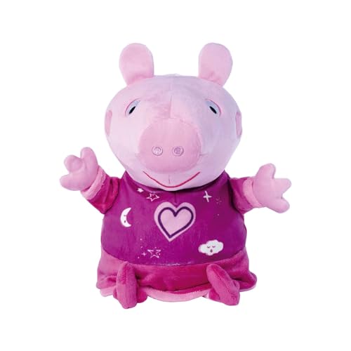 Simba 109261016 - Peppa Pig Gute Nacht Plüsch, 2in1 mit Schlaflied und Schlummerlicht, automatische Zeitabschaltung, 25cm, für Kinder ab den ersten Lebensmonaten von Simba