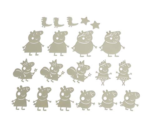 Simba 109262387 - Peppa Pig Glow in the Dark Set, verschiedene Charaktere und Formen, 20 Teile, ab 3 Jahren, Kinderzimmerdeko, Wand Deko von Simba