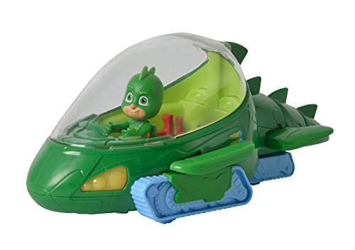 Simba 109402152 - PJ Masks Deluxe Geckomobil, Licht und Sound, 27cm, mit Spielfigur 8cm, Schwanz und Flossen bewegen sich, Pyjamahelden, Spielzeugauto, ab 3 Jahren von Simba