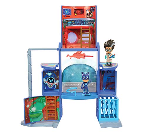 Simba PJ Masks Hauptquartier / Mission Control Spielset / mit Catboy und Romeo Figur / Pyjamaheld und Bösewicht / mit Licht und Sound / aufklappbar / 57cm hoch, für Kinder ab 3 Jahren von Simba