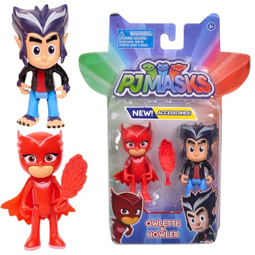 Simba 109402418 - PJ Masks Figuren Set Eulette+Heuler, Staffel 3, beweglich, 8cm, ab 3 Jahren von Simba