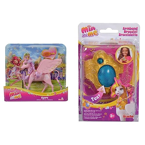 Simba 109480092 - Mia and Me Einhorn Kyara, mit beweglichen Flügeln & 109480101 - Mia und Me Armband, magisches Einhorn-Armband zur Serie von Simba