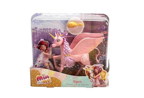 Simba 109480092 - Mia and Me Einhorn Kyara, mit beweglichen Flügeln, Haarclips und Bürste zum Frisieren, 20cm, ab 3 Jahre von Simba