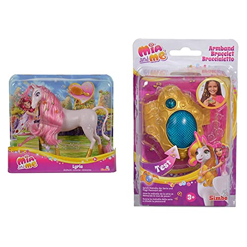 Simba 109480094 - Mia and Me Einhorn Lyria & 109480101 - Mia und Me Armband/Mit Licht und Sound/spielt Titelsong/Mit Passwortabfrage von Simba