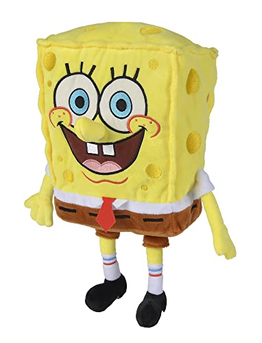 Simba 109491000 - Spongebob Schwammkopf Plüsch 35cm, Plüschfigur mit recyceltem Füllmaterial, ab den ersten Lebensmonaten von Simba