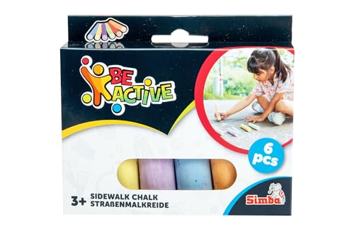 Simba 6 Straßenmalkreiden, 6 Farben: Rot, Blau, Grün, Gelb, Lila, Orange, 2,5x10,5cm, ab 3 Jahren von Simba
