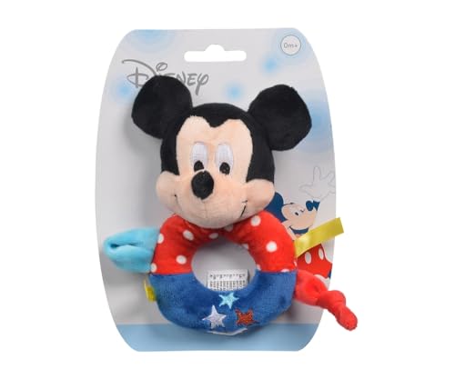 Simba 6315876387 - Disney Mickey Maus Ringrassel, bunt, 14cm, ab den ersten Lebensmonaten geeignet, Babyspielzeug, Rassel, Micky Mouse von Simba