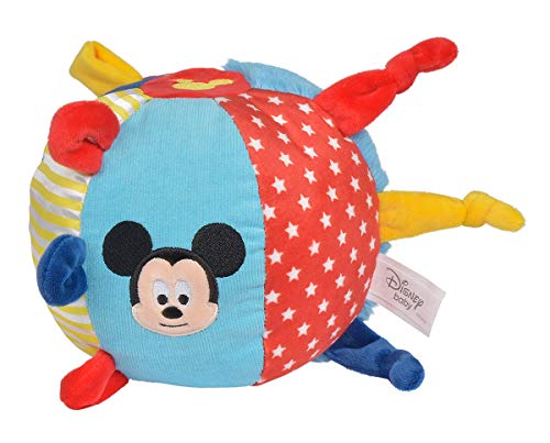 Simba 6315876854 - Disney Mickey Softball, Babyspielzeug, mit verschiedenen Materialien und Spielfunktionen, 15cm, ab den ersten Lebensmonaten geeignet von Simba