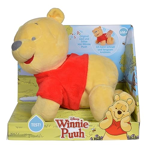 Simba 6315876875 - Disney Winnie the Pooh Krabbel mit mir, Plüschtier, krabbelt hinterher in 2 verschiedenen Geschwindigkeiten und singt ein Lied, sobald man den Arm drückt von Simba