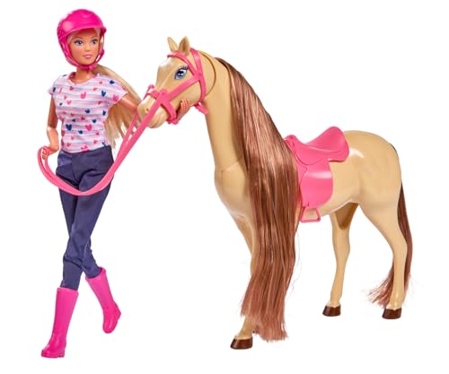 Simba 105730939 - Steffi Love Riding Tour, im Reitoutfit, mit 2 Pferd, vollbewegliche Puppe, Ankleidepuppe, 29cm, für Kinder ab 3 Jahren von Smoby