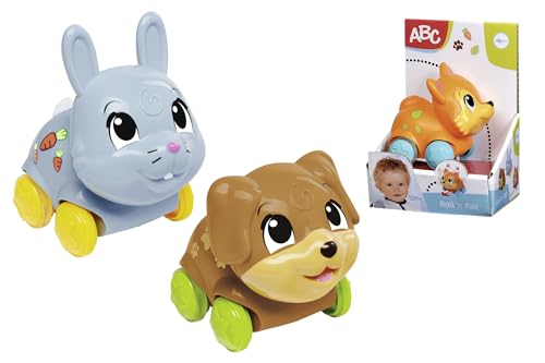 Simba ABC 104010104Y06 - Lustige Tierfahrzeuge - ABC Tierfahrzeuge mit Reibungsmotor Toys, Erhältlich mit DREI verschiedenen Tieren Elefant, Panda, Löwe oder Katze, 8 cm, Ab 12 Monaten, Zufällige von Simba