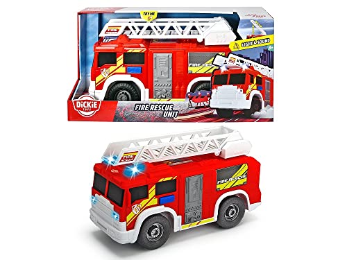 Dickie Toys 203306000 Fire Rescue Unit, Feuerwehrauto, Spielzeugauto, Feuerwehr, bewegliche und ausfahrbare Leiter, Licht & Sound, inkl. Batterien, 30 cm groß, ab 3 Jahren, Mehrfarbig von Dickie Toys