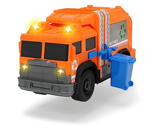 Dickie Toys 203306001 Recycle Truck, Müllauto, Müllabfuhrwagen, Müllfahrzeug, Müllwagen, Spielzeugauto, Abfallbehälter fährt auf und ab, Licht & Sound, inkl. Batterien, 30 cm groß, ab 3 Jahren von Dickie Toys