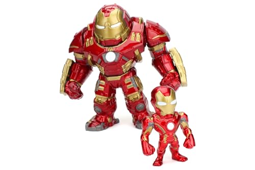 Jada Toys Marvel Figur Hulkbuster & Ironman, Helm zum Öffnen und Schließen, Sammelfiguren, Set, Die-cast, rot, Größe: 6 Zoll Hulkbuster & 2 Zoll Ironman von Jada
