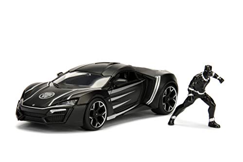 Jada Toys 253225004 Marvel Avengers Black Panther, Lykan Hypersport, Auto, Spielzeugauto aus Die-cast, Türen, Kofferraum & Motorhaube zum Öffnen, inkl. Black Panther Figur, Maßstab 1:24, schwarz Jada Toys 253225004 Marvel Avengers Black Panther, Lykan Hypersport, Auto, Spielzeugauto aus Die-cast, Türen, Kofferraum & Motorhaube zum Öffnen, inkl. Black Panther Figur, Maßstab 1:24, schwarz von Jada Toys