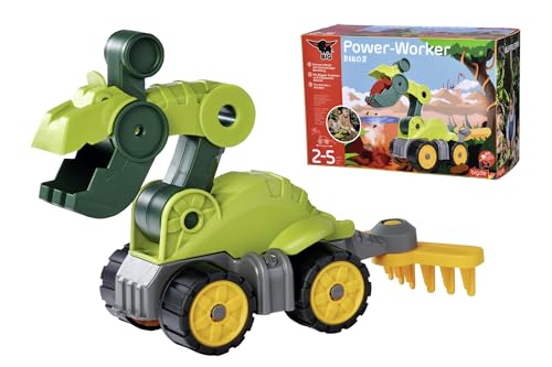 BIG - Dinosaurier-Bagger T-Rex - aus der Edition Power-Worker Mini-Dinos, Spielzeug-Fahrzeug mit Bagger-Funktion und Rechen für Kinder ab 2 Jahren von BIG Spielwarenfabrik
