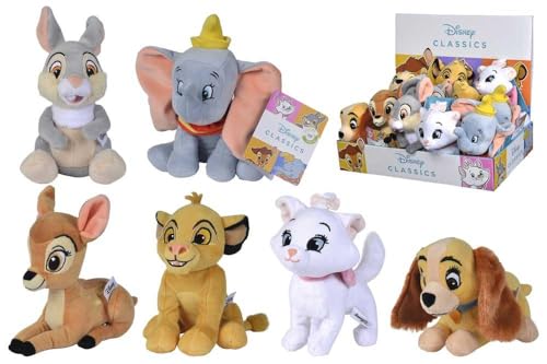 Simba - Disney Animal Friends Plüschtiere, 17 cm, 6 Modelle erhältlich, Dumbo, Bambi, Marie, Trommel, Lady, Wird zufällig ausgewählt, geeignet für alle Altersgruppen (6315876253) von Simba