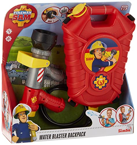 Simba - Feuerwehrmann Sam Rucksack, Wasserpistole, 10 m, Volumentank, XXL, ab 3 Jahren von Simba