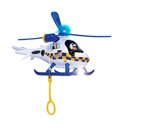 Simba - Feuerwehrmann Sam – Hubschrauber Polizei – Funktionen Sound und Licht – Figuren Rosa + Radar – Batterien enthalten – ab 3 Jahren – 109252537038 von Simba