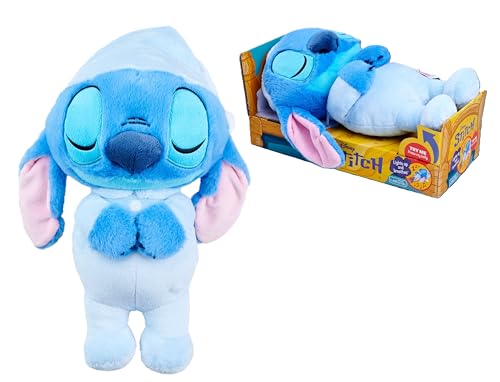 Simba Stitch Plüschtier mit Sound, 31 cm, liegend mit Schlafanzug, Atmung, Licht und entspannende Musik, geeignet ab 0 Monaten, offizielles Disney-Lizenzprodukt (6315870637) von Simba