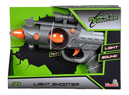 Simba 108046571 - Planet Fighter Light Shooter, 2-fach sortiert, es wird nur ein Artikel geliefert, Licht und Sound, Farbwechselfunktion, 22cm, imitiert Schussgeräusche, Spielpistole, ab 3 Jahren von Simba