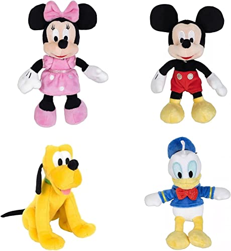 Simba Toys Disney Mickey and Friends 20 cm Plüsch-Set mit 4 Figuren – Minnie Mickey Pluto & Donald Duck von Simba