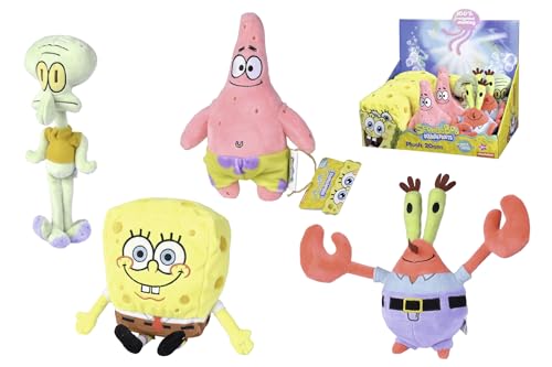 Simba 109491002 Plüschtier Spongebob oder Patricks oder Mr Krabbe, 20 cm, weiches und angenehmes Material, Füllung recycelt, 100% offizielle Lizenz, Sie erhalten einen zufällig (109491002SPB) von Simba