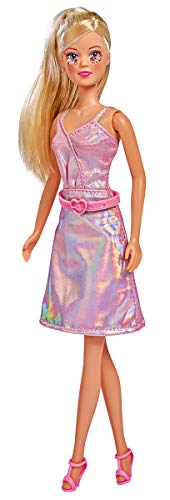 Simba 105733511 - Steffi Love Glitter und Glam, 2-Fach Sortiert, Es wird nur ein Artikel geliefert, Puppe in einem coolen Glitzerkleid mit Gürtel und Glitzermake-up, 29cm, Für Kinder ab 3 Jahren von Simba