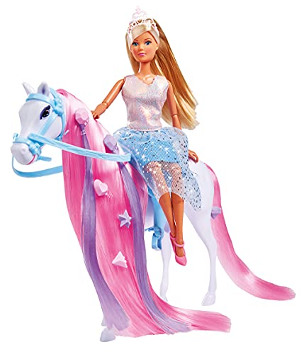 Simba 105733519 - Steffi Love Riding Princess, Puppe als Prinzessin mit Pferd, vollbeweglich, mit Bürste, Haarclip und Zwei Strähnen, 29cm, Für Kinder ab 3 Jahren geeignet von STEFFI LOVE