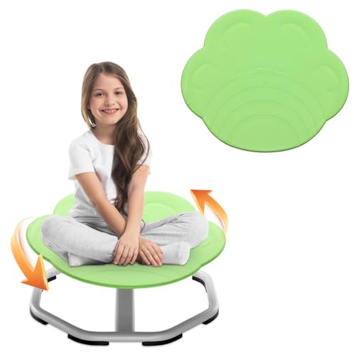 Simcat Kids' Swivel Sensory Chair, Dreh-Sensorikstuhl Kinder, Sensorikspielzeug Autismus, Wackelstuhl mit Drehfunktion Kleinkinder, ADHS-Drehstuhl, Anti-Reisekrankheit Jungen/Mädchen (Calw Katze Grün) von Simcat