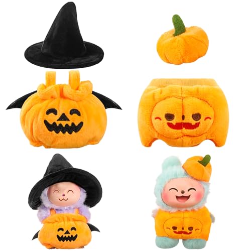 Simgoing 2 Sets Puppenkleidung für 17 cm große Puppe, süßes Kostüm-Outfit-Set, passend für 6,7-Zoll-Kleidungszubehör für Urlaub, tägliches Kostüm (Fledermaus-Kürbis) von Simgoing
