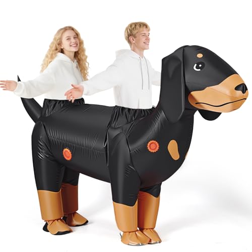 Simgoing Aufblasbares Dackel-Kostüm für Paare, Erwachsene, 160–190 cm, Halloween-Kostüm, 2 Personen, lustiges Hundekostüm mit Fan, Dackel-Kostüm für Damen, Herren, Cosplay-Partys Simgoing Aufblasbares Dackel-Kostüm für Paare, Erwachsene, 160–190 cm, Halloween-Kostüm, 2 Personen, lustiges Hundekostüm mit Fan, Dackel-Kostüm für Damen, Herren, Cosplay-Partys von Simgoing