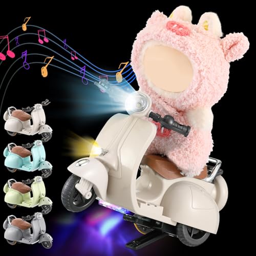 Simgoing Mini-Puppen-Scooter-Fahrzeuge, Spielzeug, 4 Farben erhältlich, lustiges Puppenzubehör mit Musik und Lichtern, kann um 360 ° gedreht werden, niedliches Kunststoff-Scooter-Spielzeug, Ornamente von Simgoing