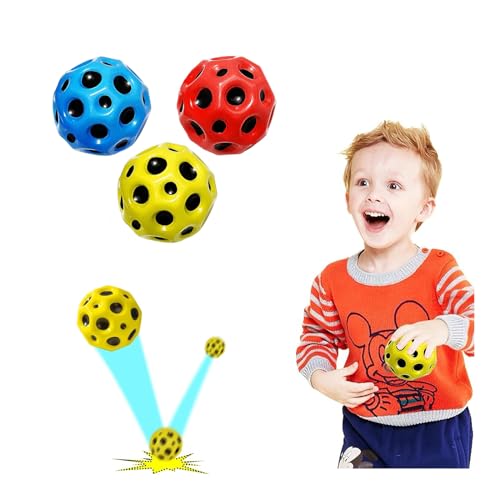 Astro Jump Ball, Moon ball, Bounce Ball, 7 cm Flunkyball Bounce Ball Bouncing Ball für Kinder, Hohe Bounce-Loch-Ball Mondball Lavaball, Mini Bouncing Ball Toy,Bouncy Balls for Kids Party Gift (3PCS) von Simllyda