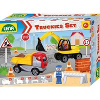 LENA® 01631 - Truckies Set Baustelle, Kipper, Bagger und Zubehör, 17-teilig von Simm Spielwaren GmbH