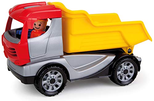 Lena 01620 - Truckies Kipper, stabiles Baustellen Fahrzeug ca. 22 cm, kleines Spielfahrzeug LKW Muldenkipper für Kinder ab 2 Jahre, robuster Kipplaster für Sandkasten, Strand und Kinderzimmer von Lena