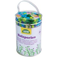 LENA® 32003 - Holzperlen Tasche, 400 Stck. in Beuteltasche, blau von Simm Spielwaren