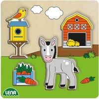 LENA® 32151 - Holzpuzzle Scheune, Tierpuzzle, Bauernhof von Simm Spielwaren