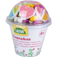 LENA® 32002 - Holzperlen Cupcakes, 200 Stck. in Hochdose, pink von Simm Spielwaren