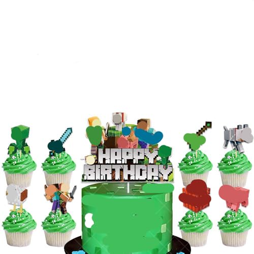 25 PCS Pixel Cake Topper,Pixel Tortendeko Jungen,Mine Game Cupcake Toppers,Video Game Kuchendeko Geburtstag,Kuchen Deko Kindergeburtstag,für Jungen Geburtstag Party Kuchen Dekoration Supplies 25 PCS Pixel Cake Topper,Pixel Tortendeko Jungen,Mine Game Cupcake Toppers,Video Game Kuchendeko Geburtstag,Kuchen Deko Kindergeburtstag,für Jungen Geburtstag Party Kuchen Dekoration Supplies von Simmpu