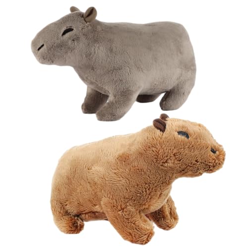 2Pcs Capybara Plüschtier,17CM Simulation Animal Plush Capybara,Tier Capybara Puppen Gefüllt,Cute Rodent Plush Toy Doll,Superweiches Stofftier Capy,Geschenke für Mädchen und Jungen (Braun+Grau) von Simmpu