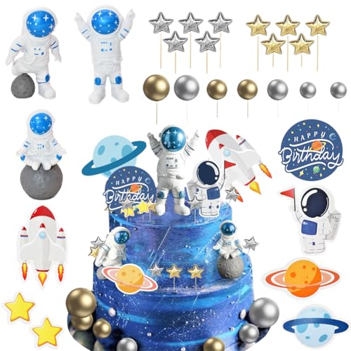 31 Stück Astronautenkuchen Dekoration, Figur Astronauten Tortendeko, Party Supplies With Astronaut Figurines Planet Rocket Sterne und Perle Kugeln DIY Kuchen Toppers für Raum Thema 31 Stück Astronautenkuchen Dekoration, Figur Astronauten Tortendeko, Party Supplies With Astronaut Figurines Planet Rocket Sterne und Perle Kugeln DIY Kuchen Toppers für Raum Thema von Simmpu