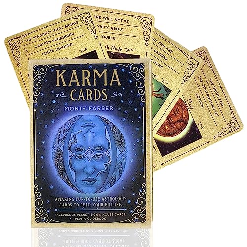Orakelkarten Tarot, Karma Cards 44-Karten Mystic Fate Forecasting Divination Wahrsagerei Kartendeck und Ratgeber Kleine Englische Heilige Tiergeist-Deck-Dimensionskarten für Familienunterhaltung von Simmpu