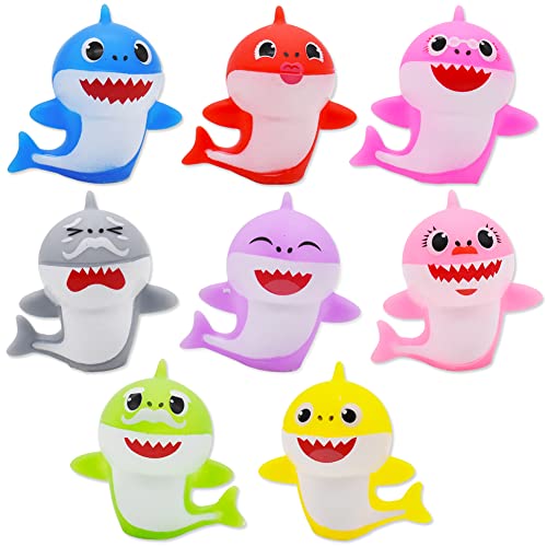 Simmpu 8 Stück Shark Geburtstagsdeko Set Shark Cake Topper Shark Figuren Torte Party Zubehör Niedlicher Haifisch Familie Party Kuchen Dekoration Lieferungen für Kinder Babyparty Geburtstag von Simmpu