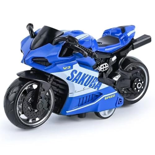 Spielzeug Motorrad Legierung Motorbike Simulation Pull-Back Motorrad Kinder Motorbike Spielzeug Geeignet Für Kinder Über 3 Jahre Alt Lernspielzeug Geburtstagsgeschenk Ornament Dekoration (Blau) von Simmpu