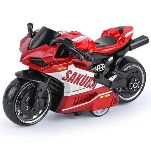 Spielzeug Motorrad Legierung Motorbike Simulation Pull-Back Motorrad Kinder Motorbike Spielzeug Geeignet Für Kinder Über 3 Jahre Alt Lernspielzeug Geburtstagsgeschenk Ornament Dekoration (Rot) von Simmpu