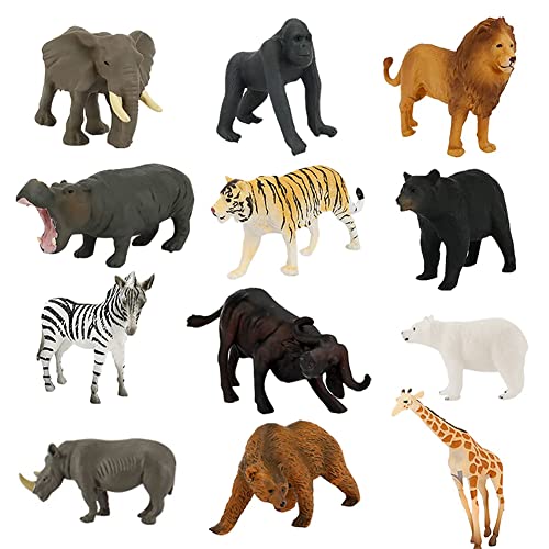 Simmpu Tierfiguren Sammlung, Tiere Spielzeug, Mini Waldtier, , Dschungel Wild Figuren Pädagogisch Realistische für Kinder Partydekoration (12 Stücke) von Simmpu