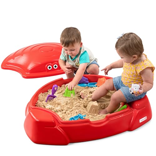 Simplay3 Caterpillar Sandkasten mit Deckel, Kinder-Sandkasten aus Kunststoff mit Deckel, für Outdoor-Spielen und sensorisches Spielen, hergestellt in den USA (Küstenkrabbe) von Simplay3