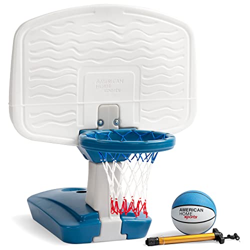 Simplay3 Pooltime Basketballkorb-Spiel-Set für Schwimmbäder, inklusive Ball, Pumpe und Netz, Blau, ab 8 Jahren, hergestellt in den USA von Simplay3